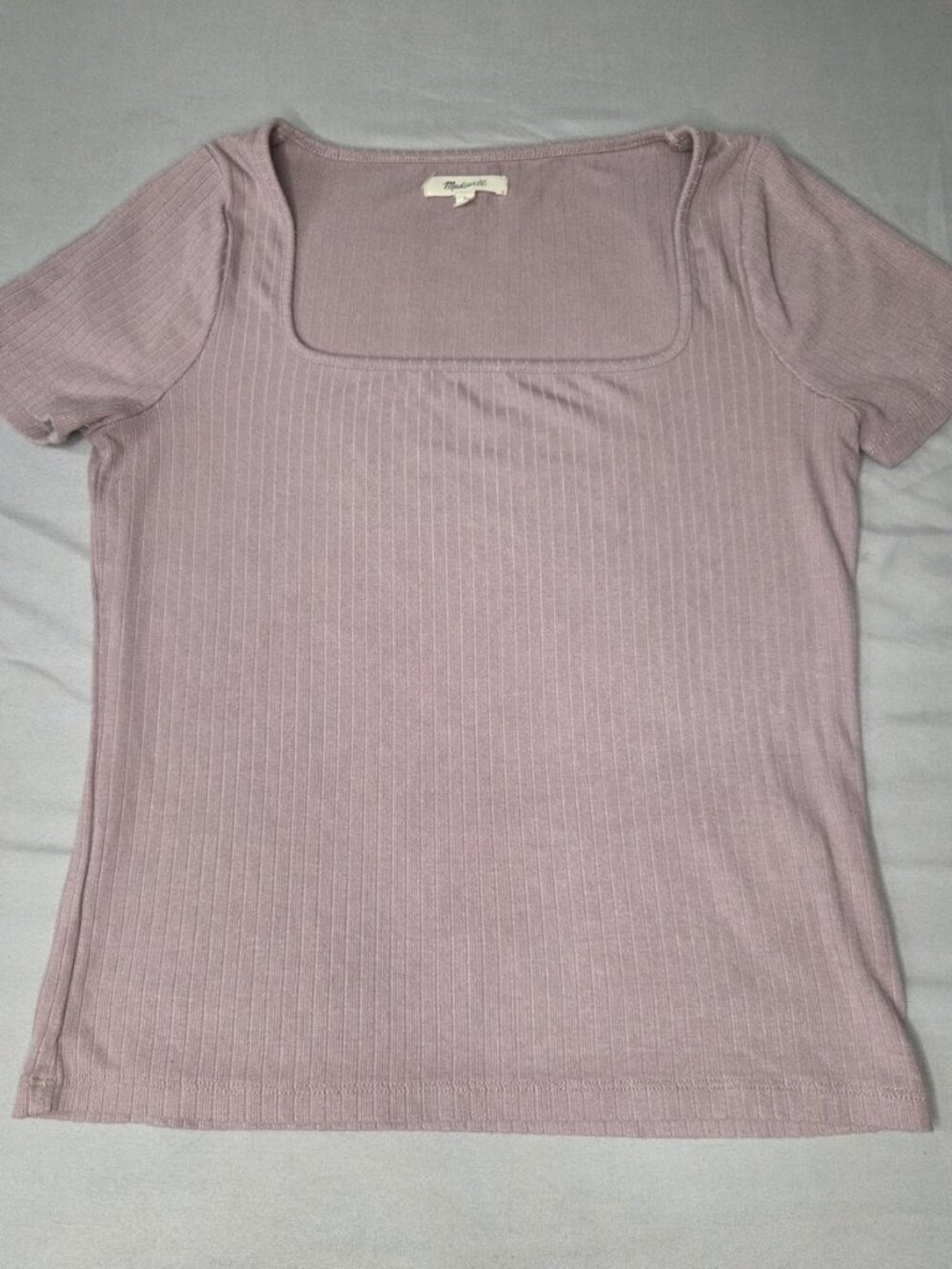 Madewell S Dusty Rose Mauve Square Neck Rib Tee